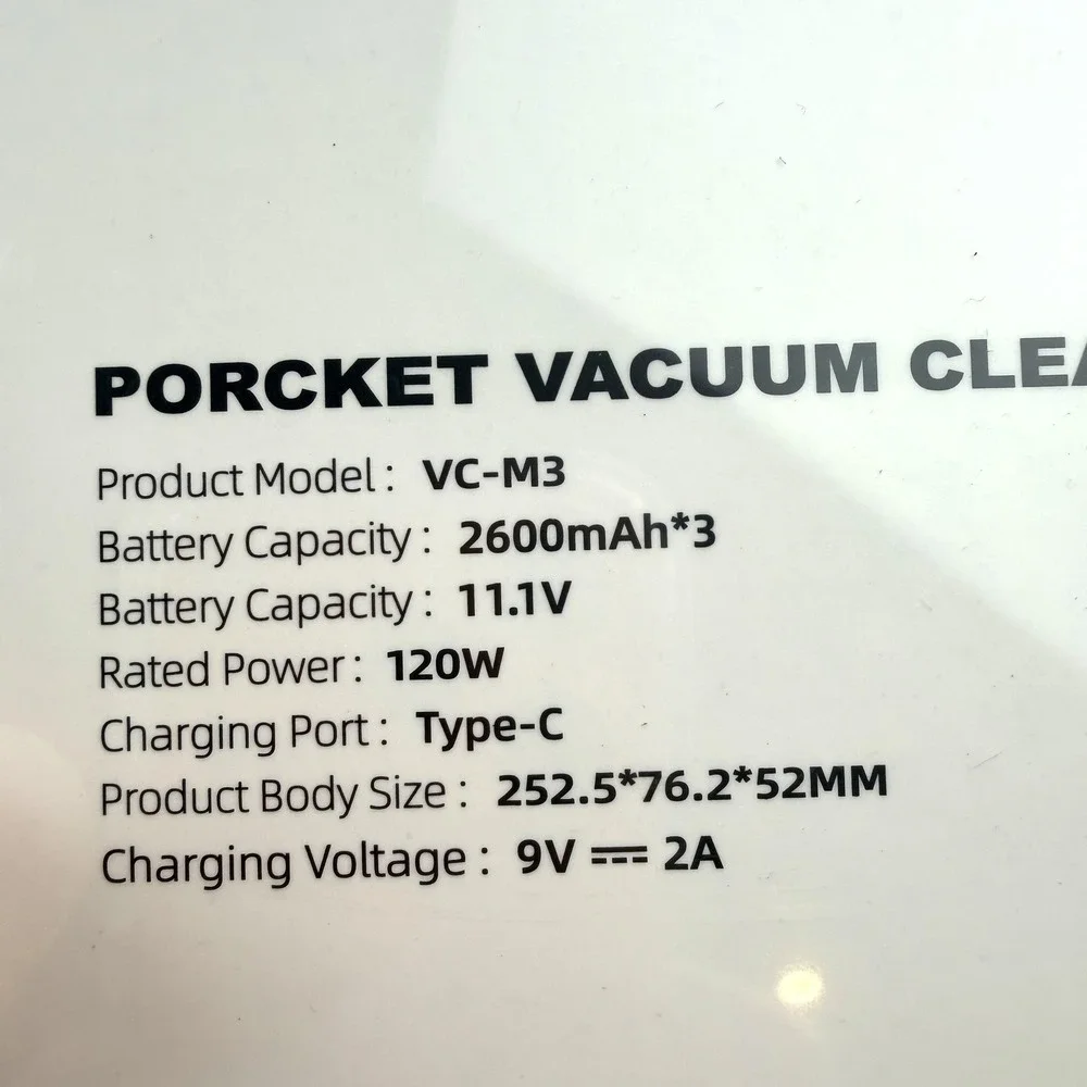 Basa VC-M3 Handheld Cordless Vacuum‎ Cleaner 20000Pa 120W USB-C Car HEPA 50Min